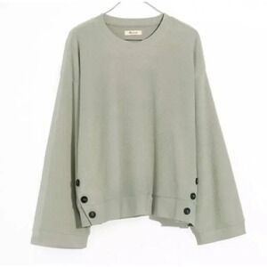 Madewell Pullover Women’s Small Brushed Side-Button Relaxed Fleece Sweatshirt